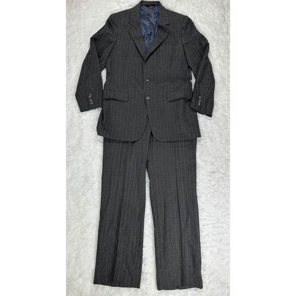 Christian Dior Monsieur Gray Pinstripe 100% Virgin Wool 2 Piece‎ Suit Menswear